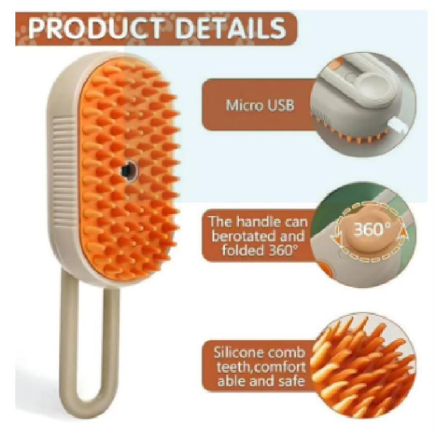 3 In 1 Cat Steamy Massage Brush For Cats