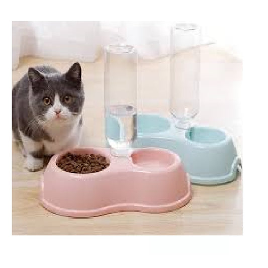 Cat Face Water Dispenser With Bowl And Bottle