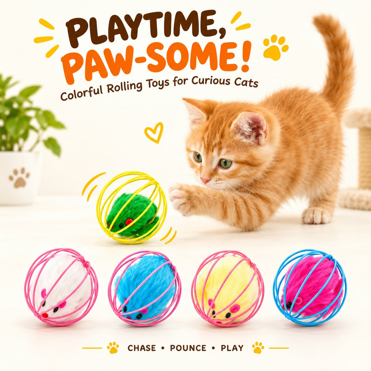 Mouse Cage Ball Toy for Cats