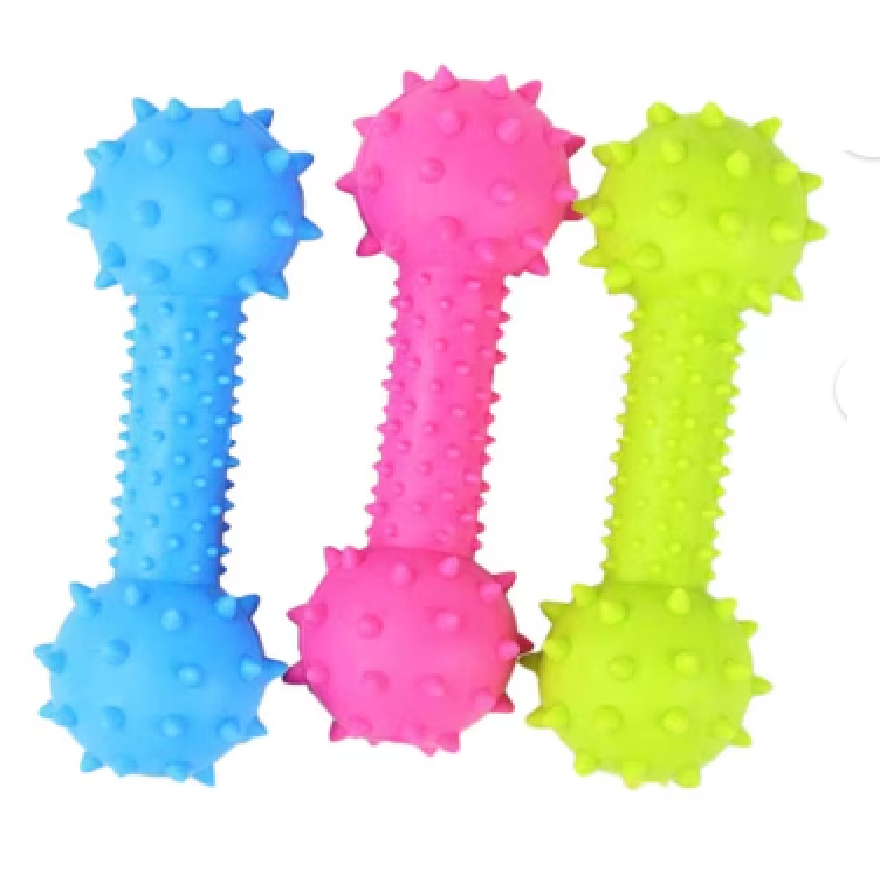 Pet Toy Rubber Sound Barbell Barbed Dumbbell Dog Teething Toy Supplies