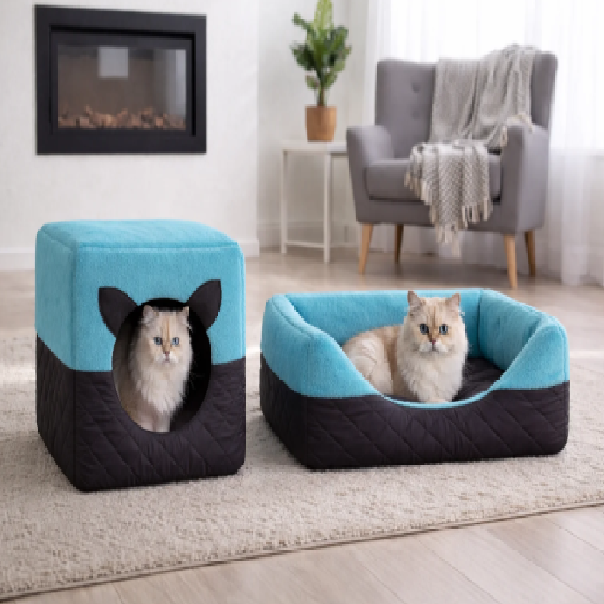 Convertible Pet House cm Bed with Fur
