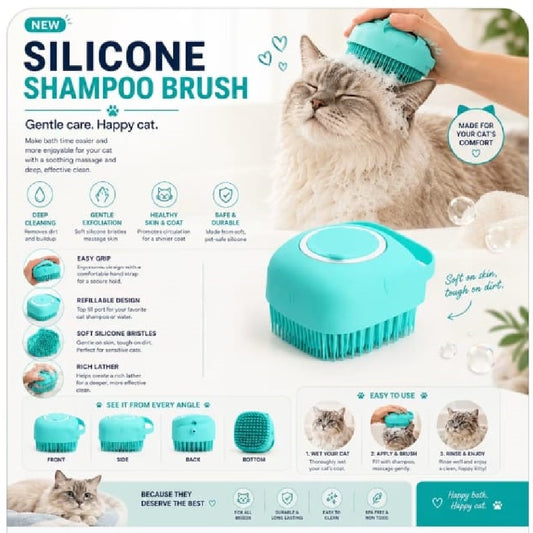 Silicone Bathing Brush for Cats Dogs / Soft Massage Brush for Pets