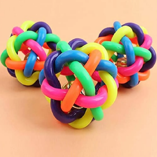 Rainbow Chew Ball Toy with Bell for Pets
